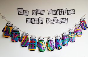 wall children art gloves colorful